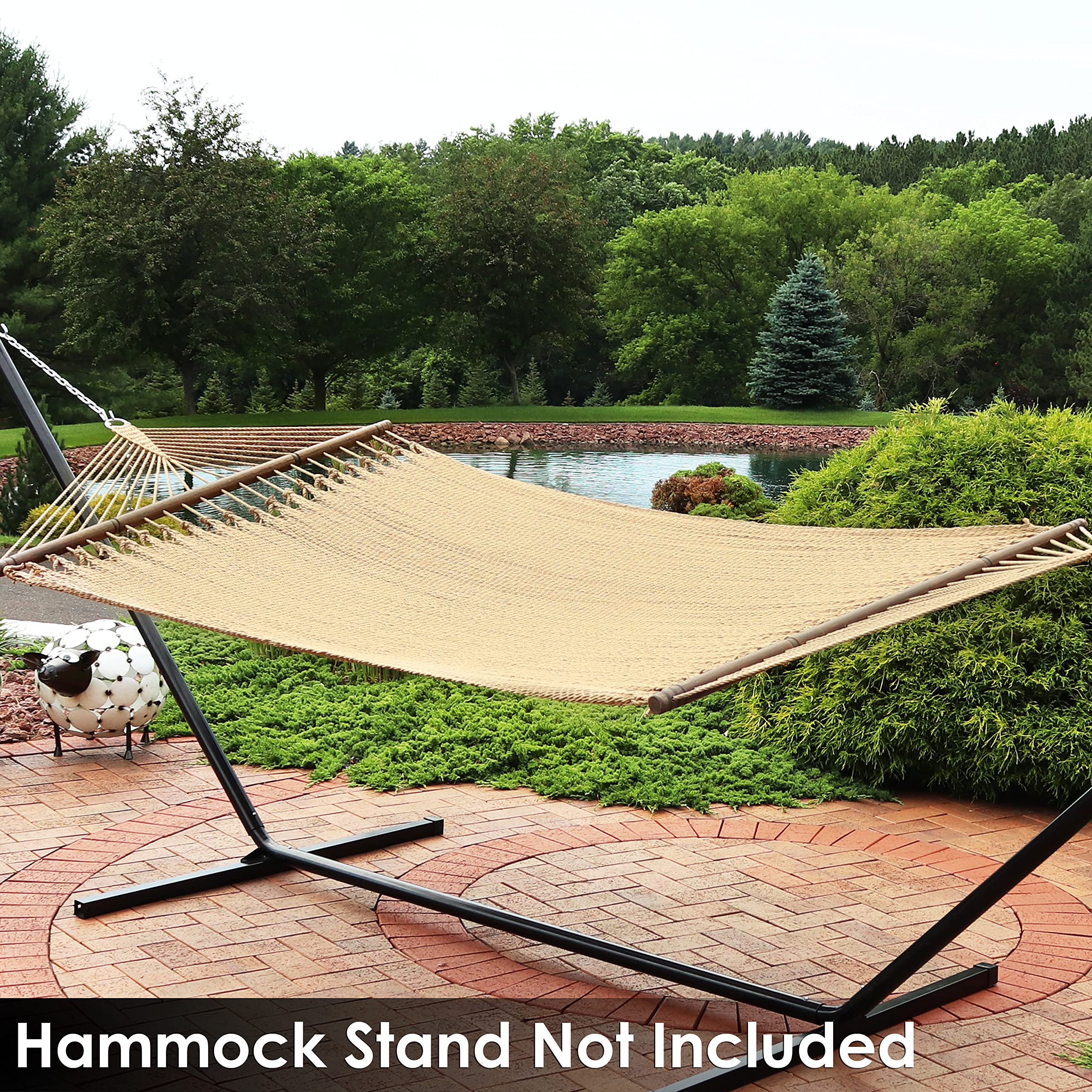 Sunnydaze folded hammock showing lightweight portability for travel