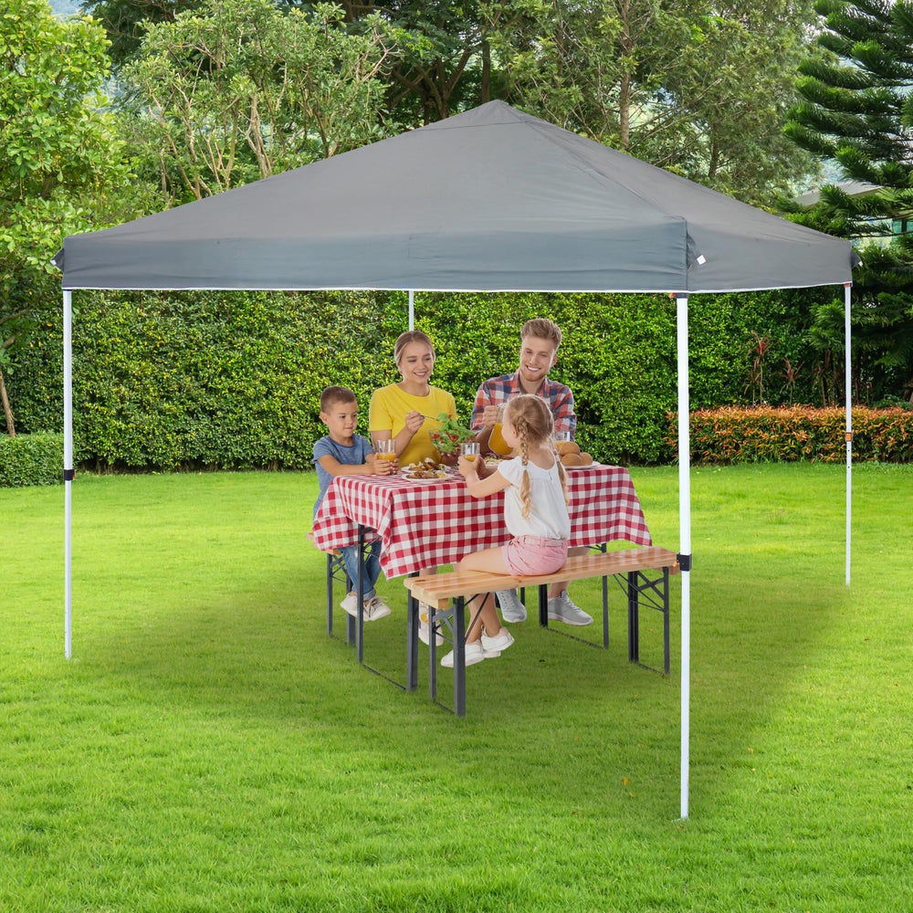 Sunnydaze folded canopy top packed for travel and simple storage