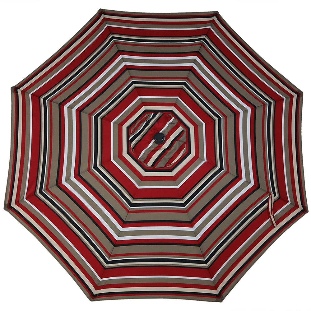 Sunnydaze folded umbrella secured with fabric ties for compact storage