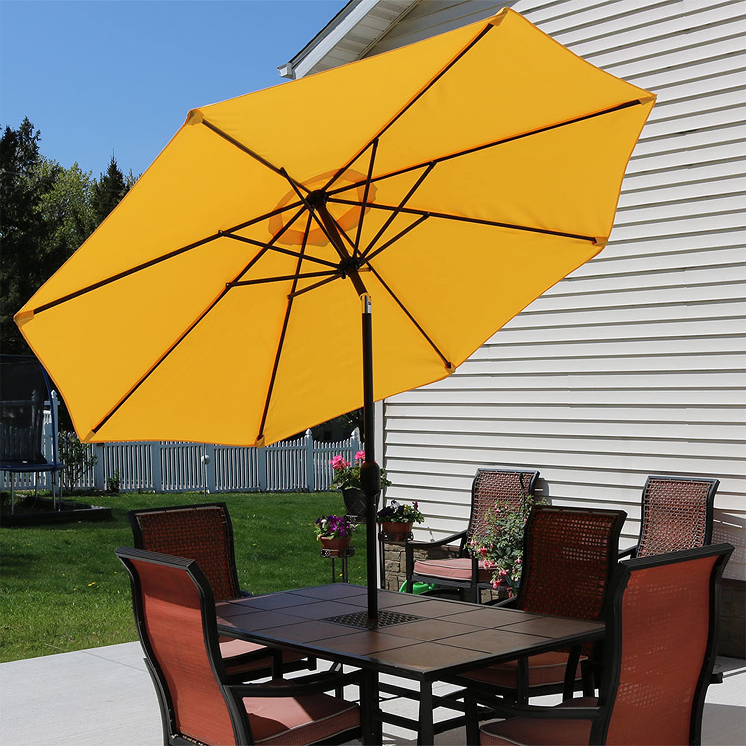 Sunnydaze folded with fabric ties secured for compact storage
