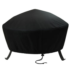 Sunnydaze front view of black 58 inch fire pit cover showing full fit and protection