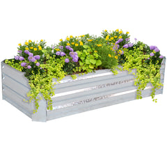 Sunnydaze Decor front view of galvanized raised bed showing clean edges and capacity