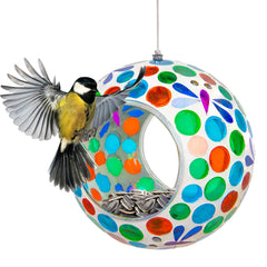 Sunnydaze front view showing colorful mosaic and inviting design for bird attraction