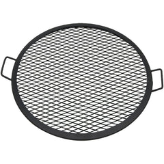 Sunnydaze front view of round grill grate showing sturdy frame and benefits