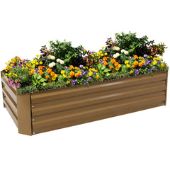 Sunnydaze front view of galvanized raised garden bed showing roomy planting area benefit