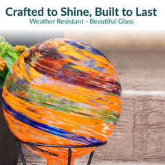 Sunnydaze close-up of handblown glass swirls highlighting artisanal color and shine