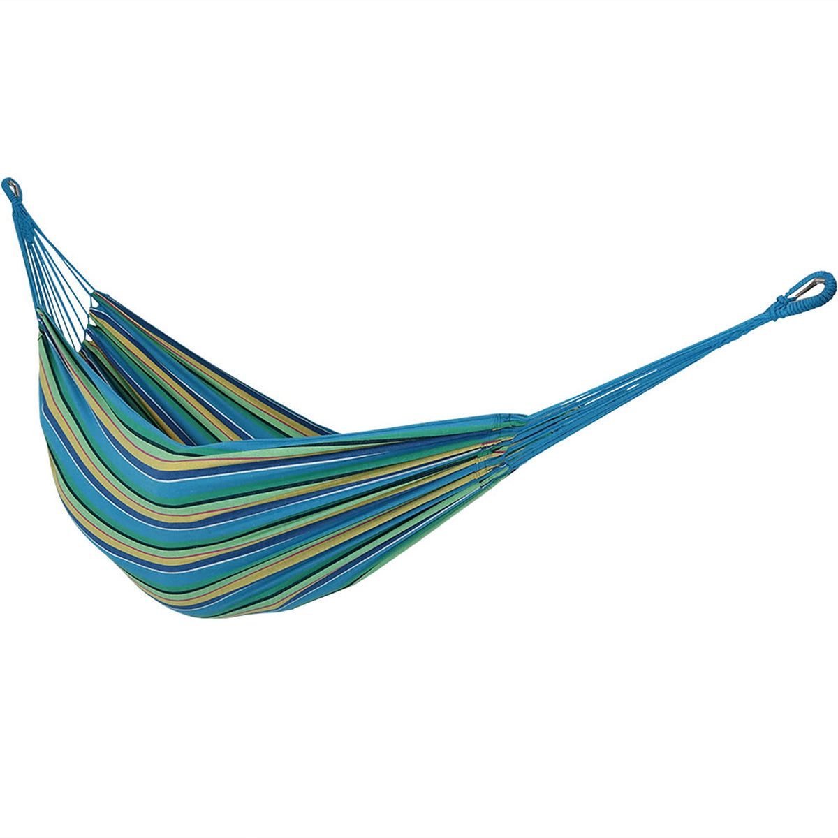 Sunnydaze hammock front view showing sea grass color and roomy bed for relaxation