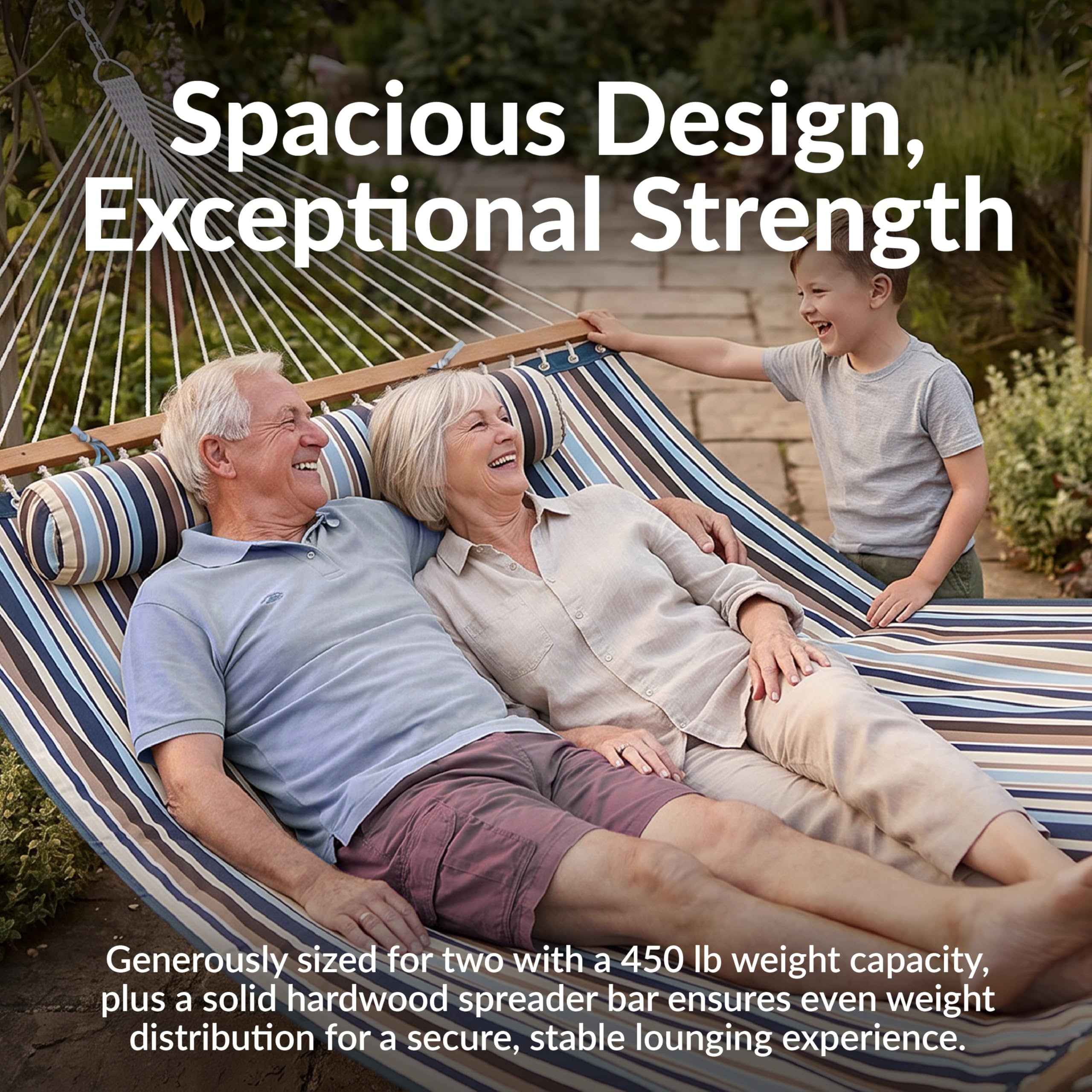 Sunnydaze Decor hammock on stand on porch illustrating easy outdoor setup