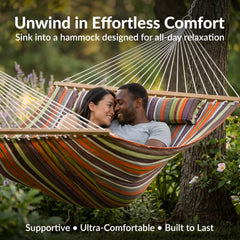 Sunnydaze detachable pillow attached to hammock offering head support and secure fit