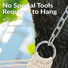 Sunnydaze pre-attached chains and steel O-rings for quick secure hanging