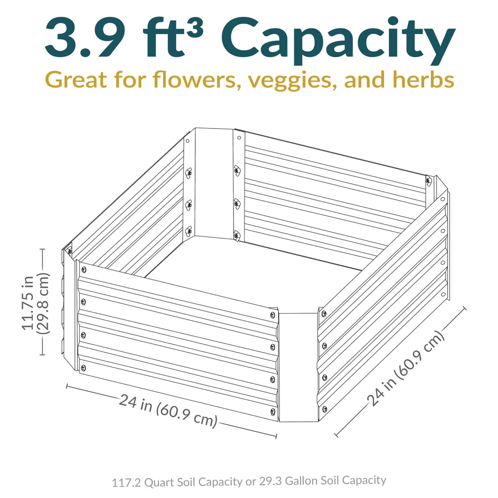 Sunnydaze planted herbs inside bed illustrating efficient use of compact soil volume
