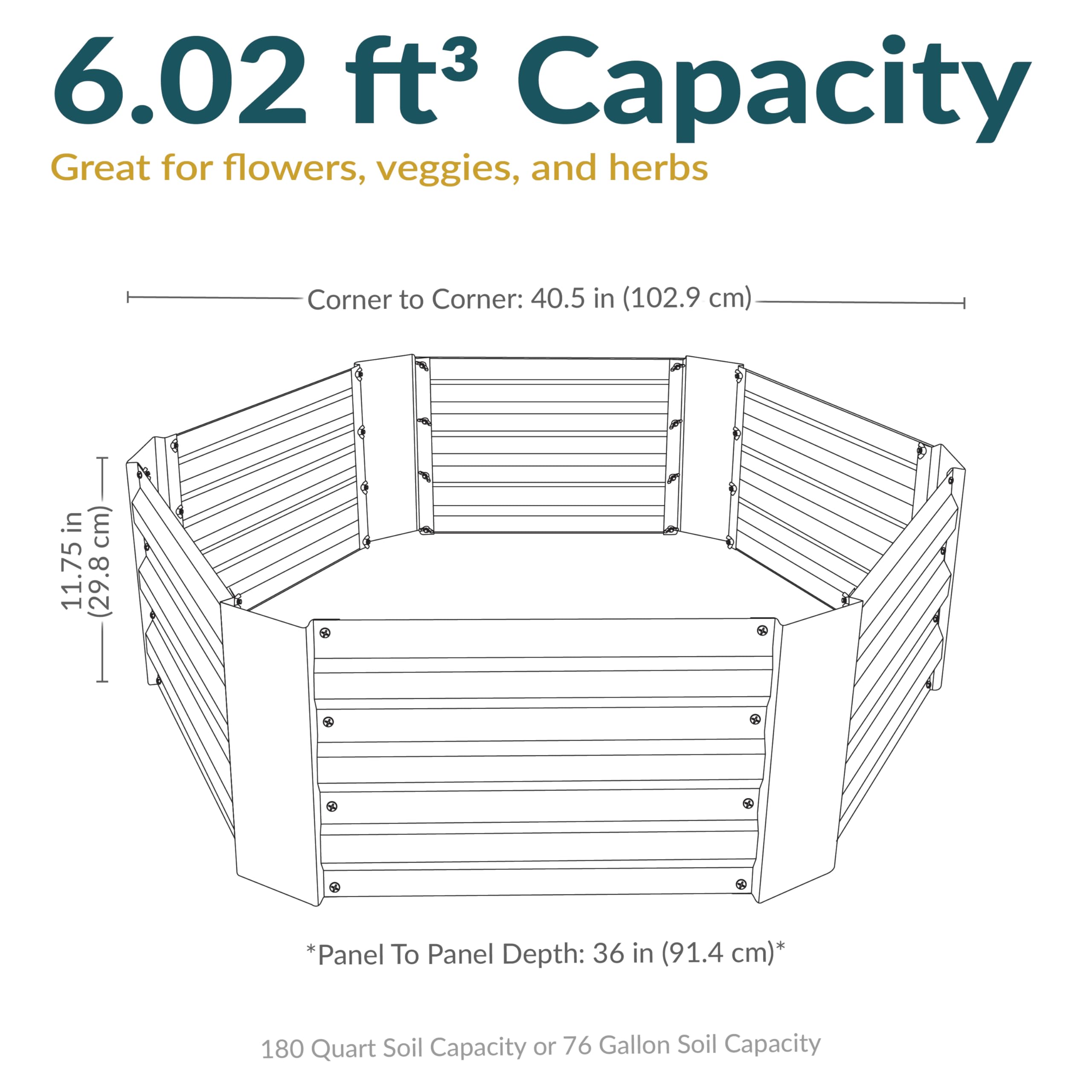 Sunnydaze raised bed beside ruler showing exact dimensions for planning benefit