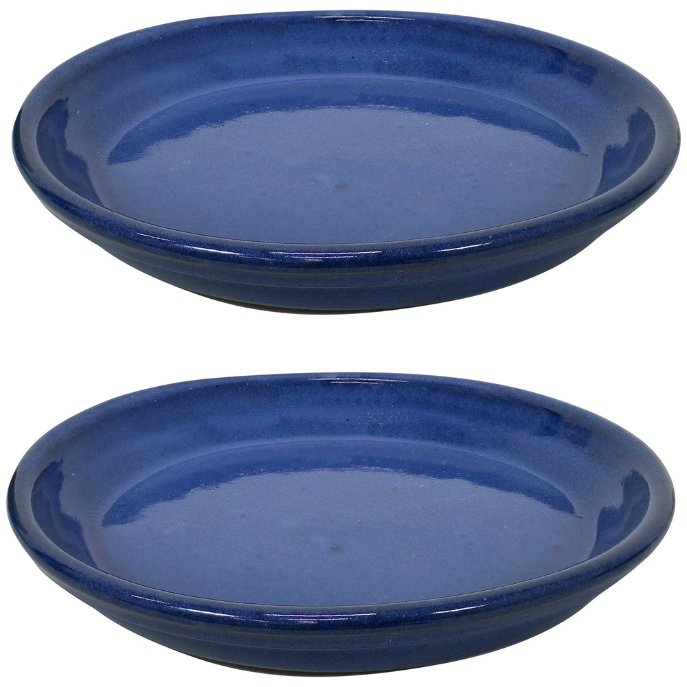 Sunnydaze Decor front view of imperial blue saucer adding polished decor