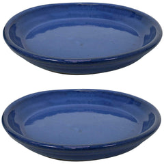 Sunnydaze Decor front view of imperial blue saucer adding polished decor
