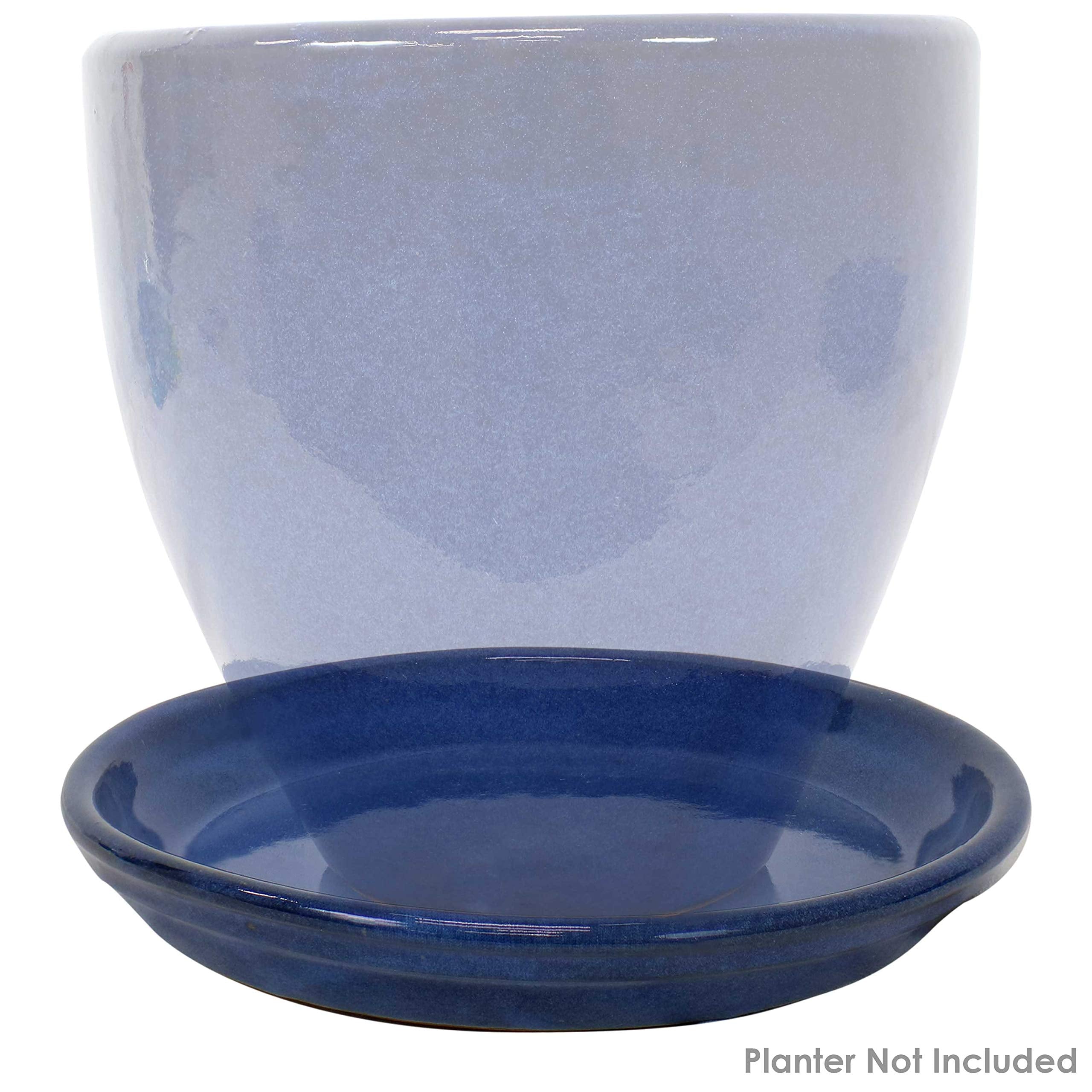 Sunnydaze Decor saucer beside hand demonstrating size and weight stability