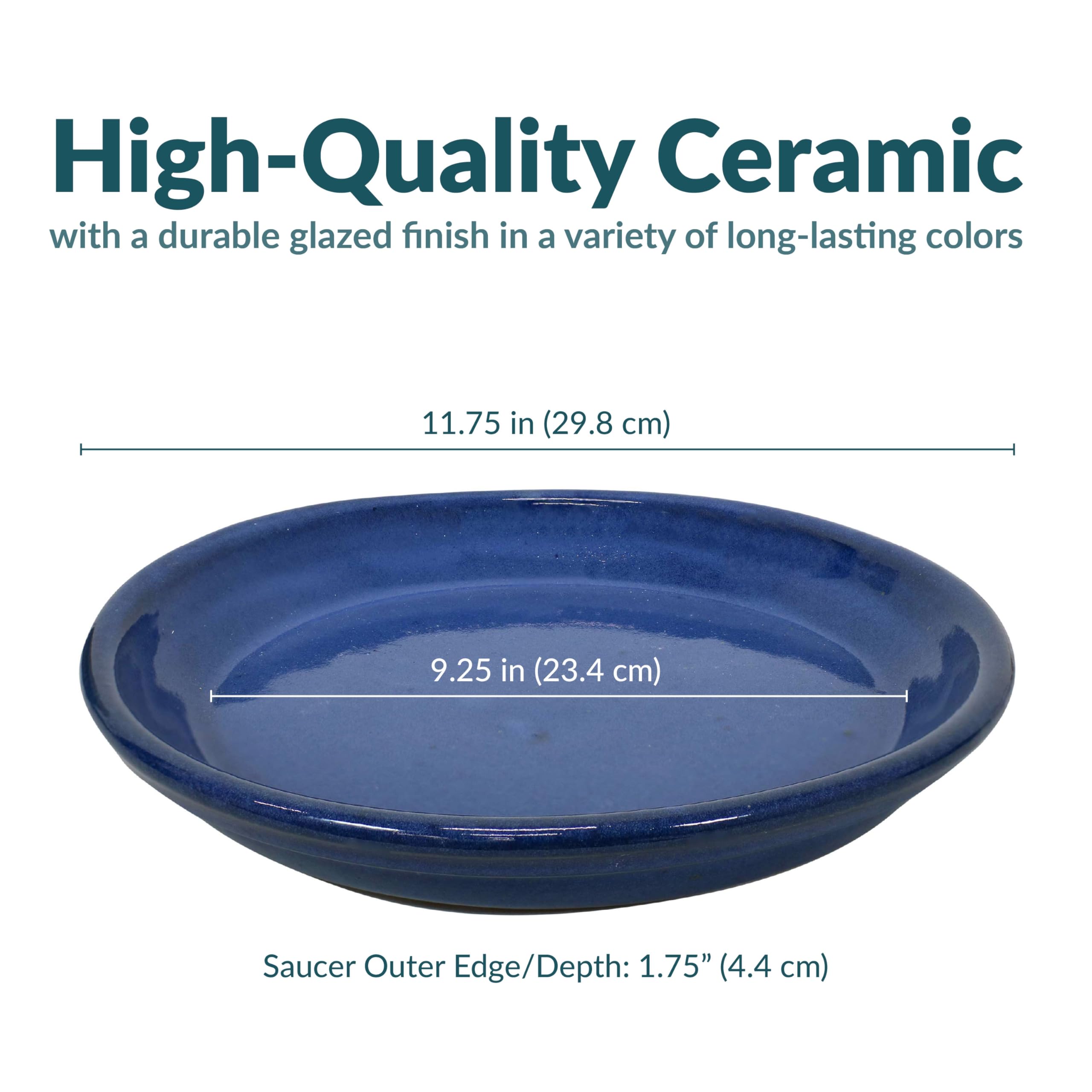 Sunnydaze Decor saucer catching water under a pot to prevent surface damage