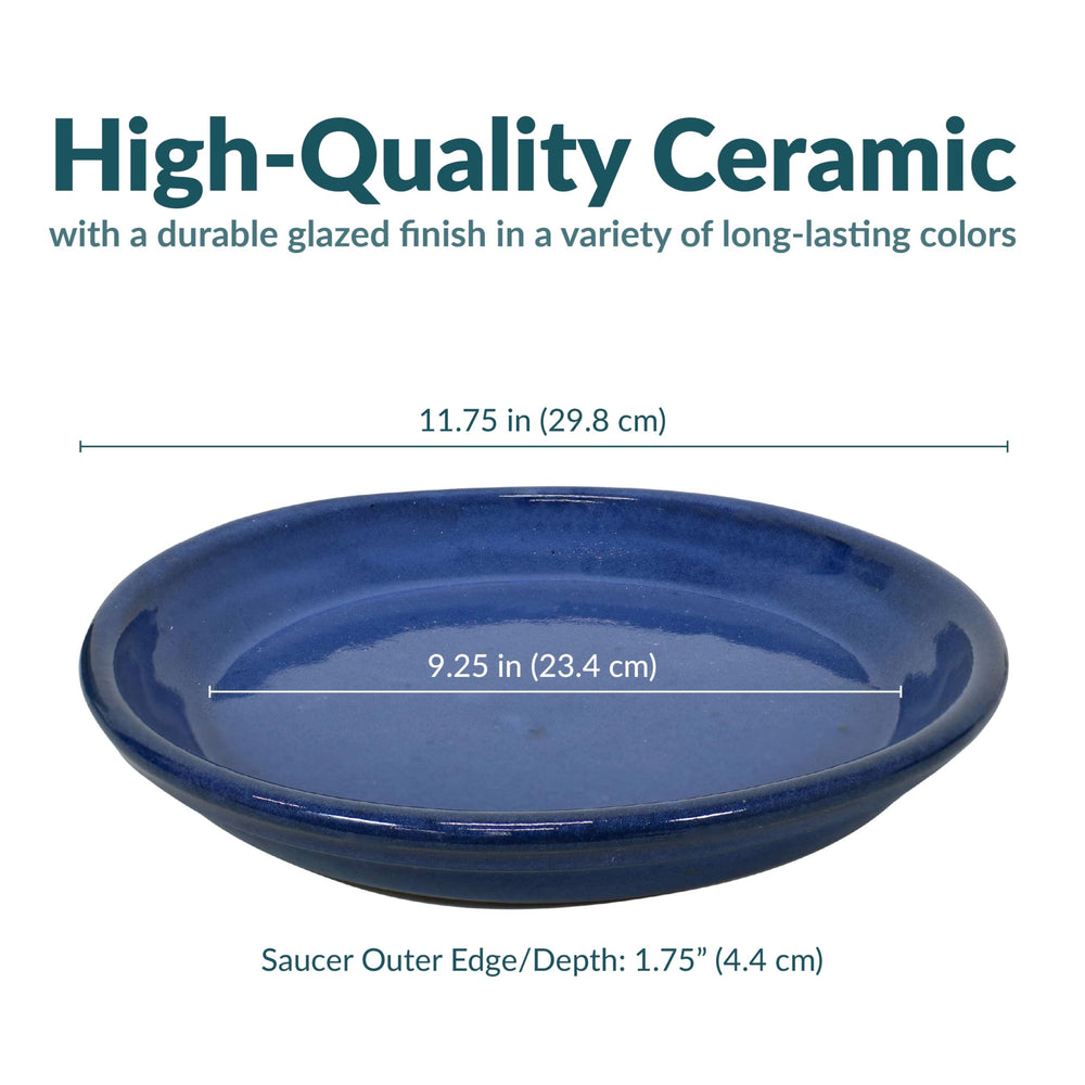 Sunnydaze Decor saucer catching water under a pot to prevent surface damage