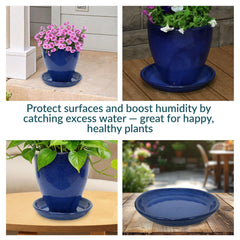 Sunnydaze Decor saucer holding a 9-inch planter to show fit and protection