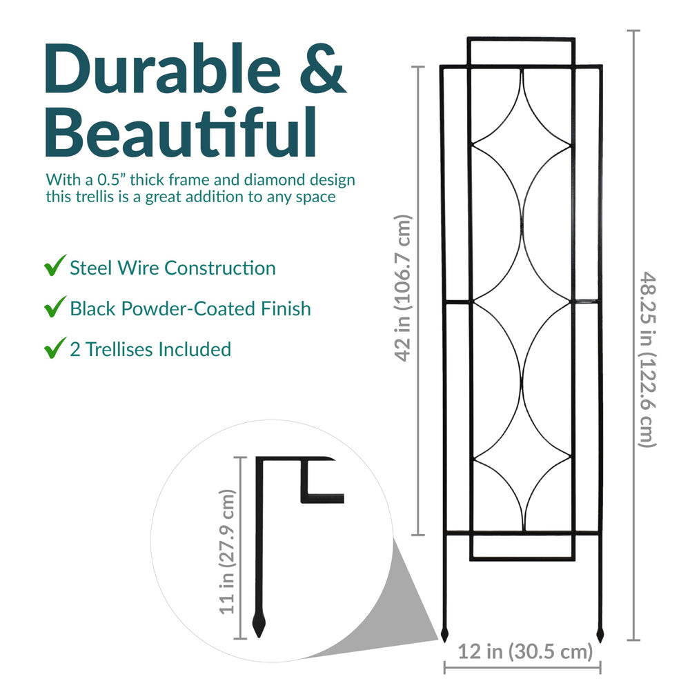Sunnydaze trellis placed in a balcony planter saving space and enhancing greenery