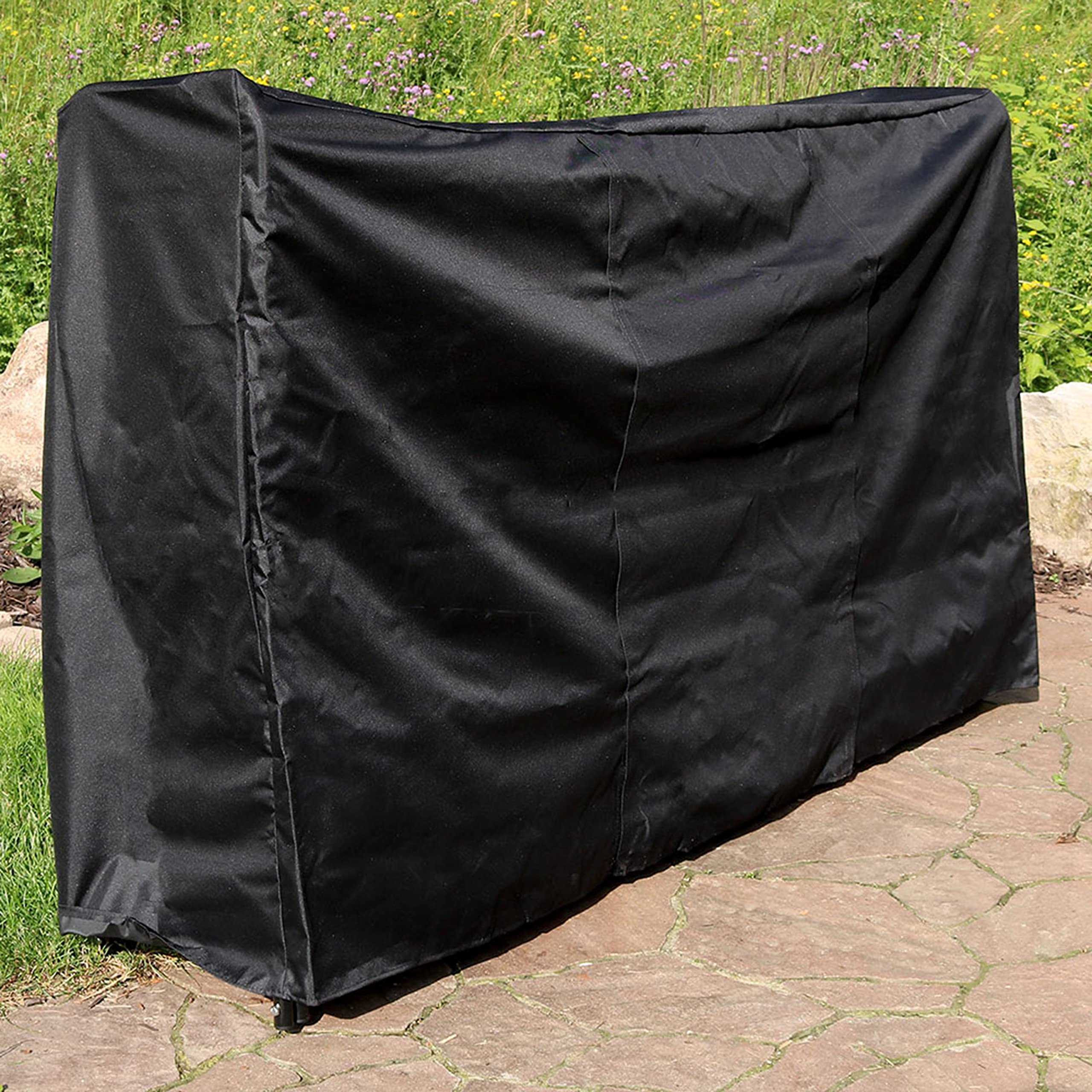 Sunnydaze cover opened demonstrating easy wood access