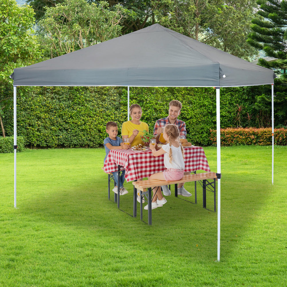 Sunnydaze canopy top in outdoor market scene providing sun protection
