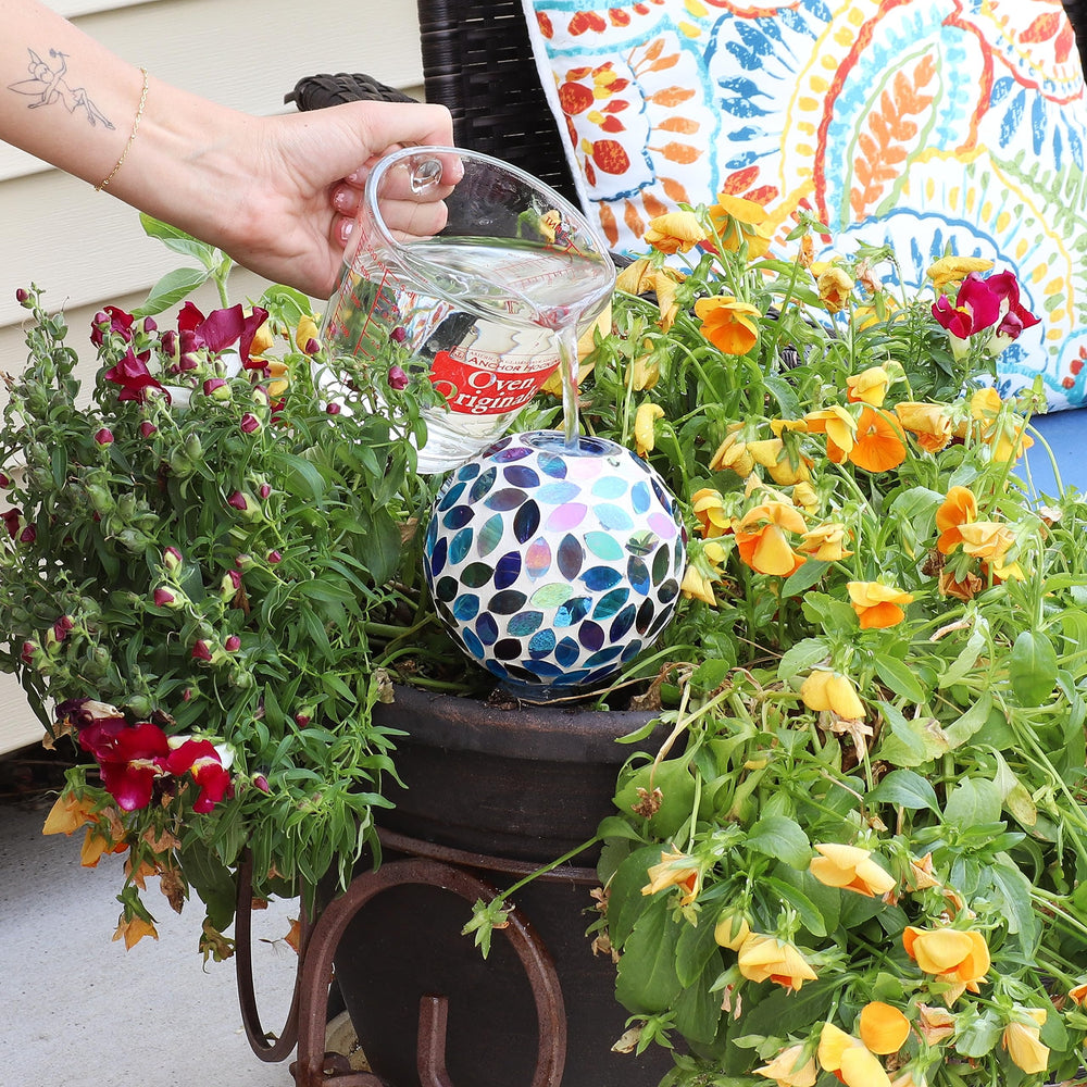 Sunnydaze patio display with globe among plants showing decorative and functional use