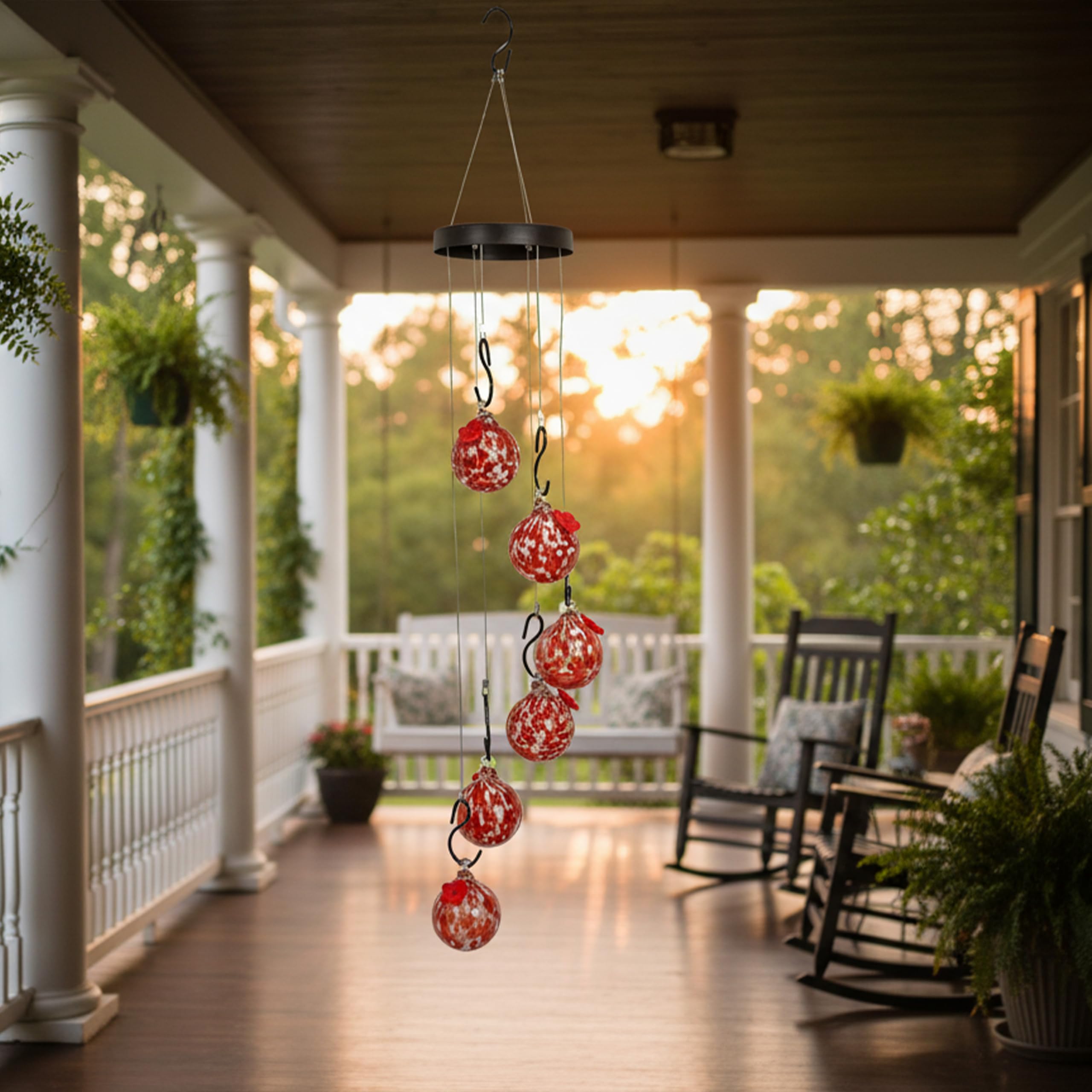 Sunnydaze porch lifestyle display adding color and wildlife activity
