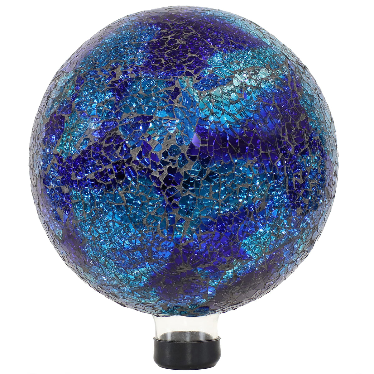 Sunnydaze front view of mosaic gazing ball highlighting reflective garden accent