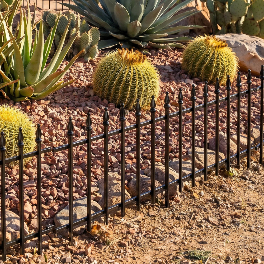 Sunnydaze pathway lined with fence demonstrating tidy walkway separation