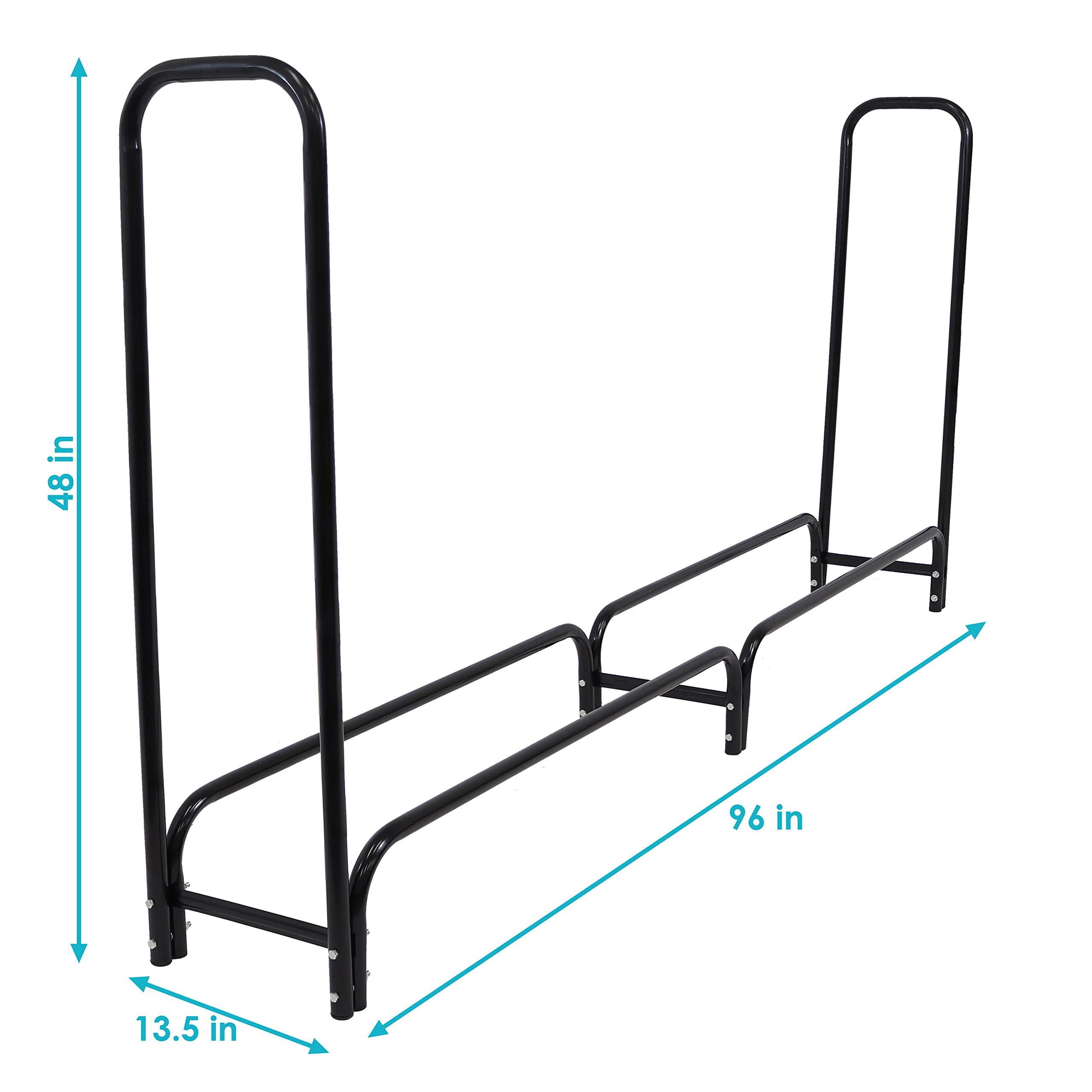 Sunnydaze Decor rack beside a firepit showing convenient fuel access for gatherings