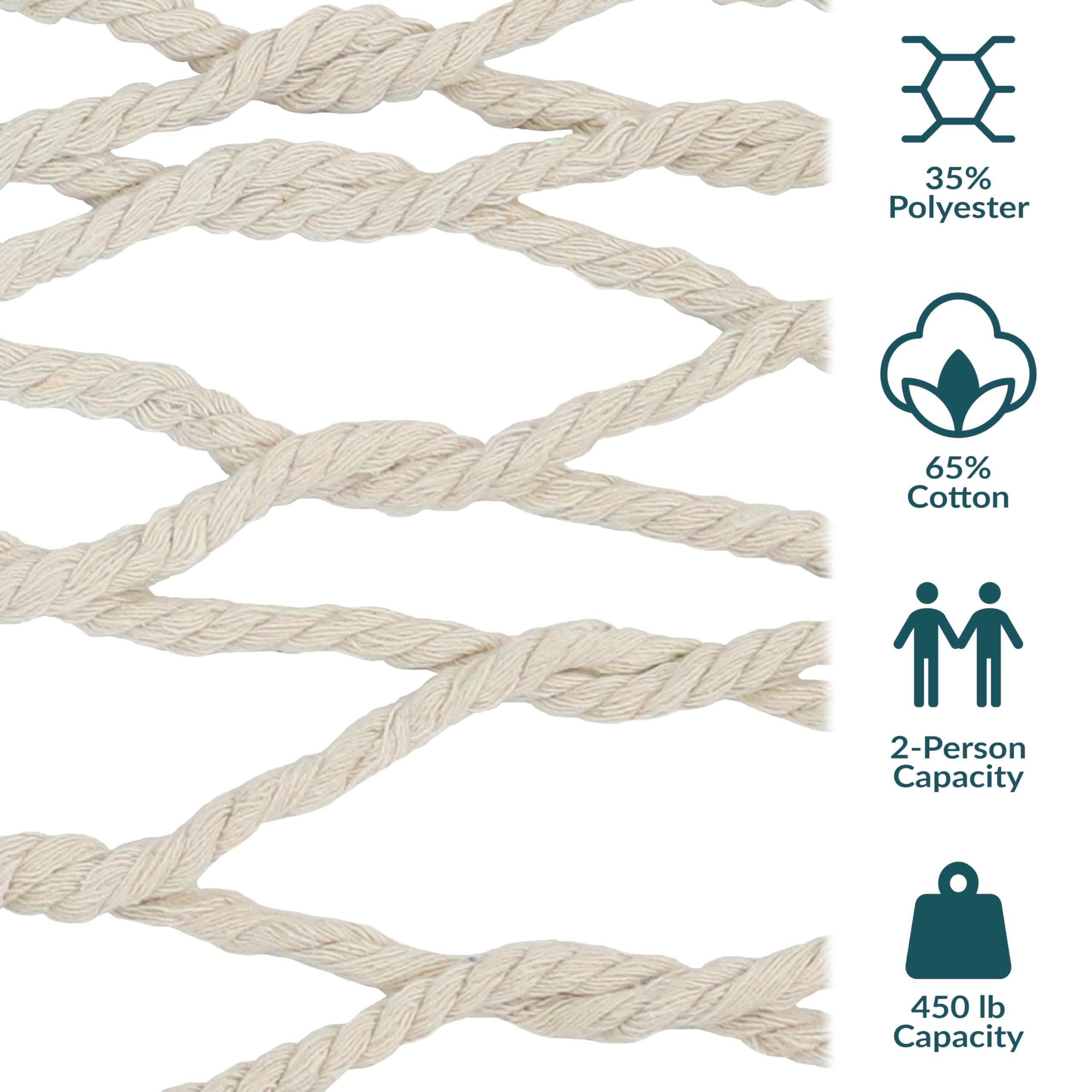 Sunnydaze detailed rope weave showing cotton-poly blend for soft breathable comfort
