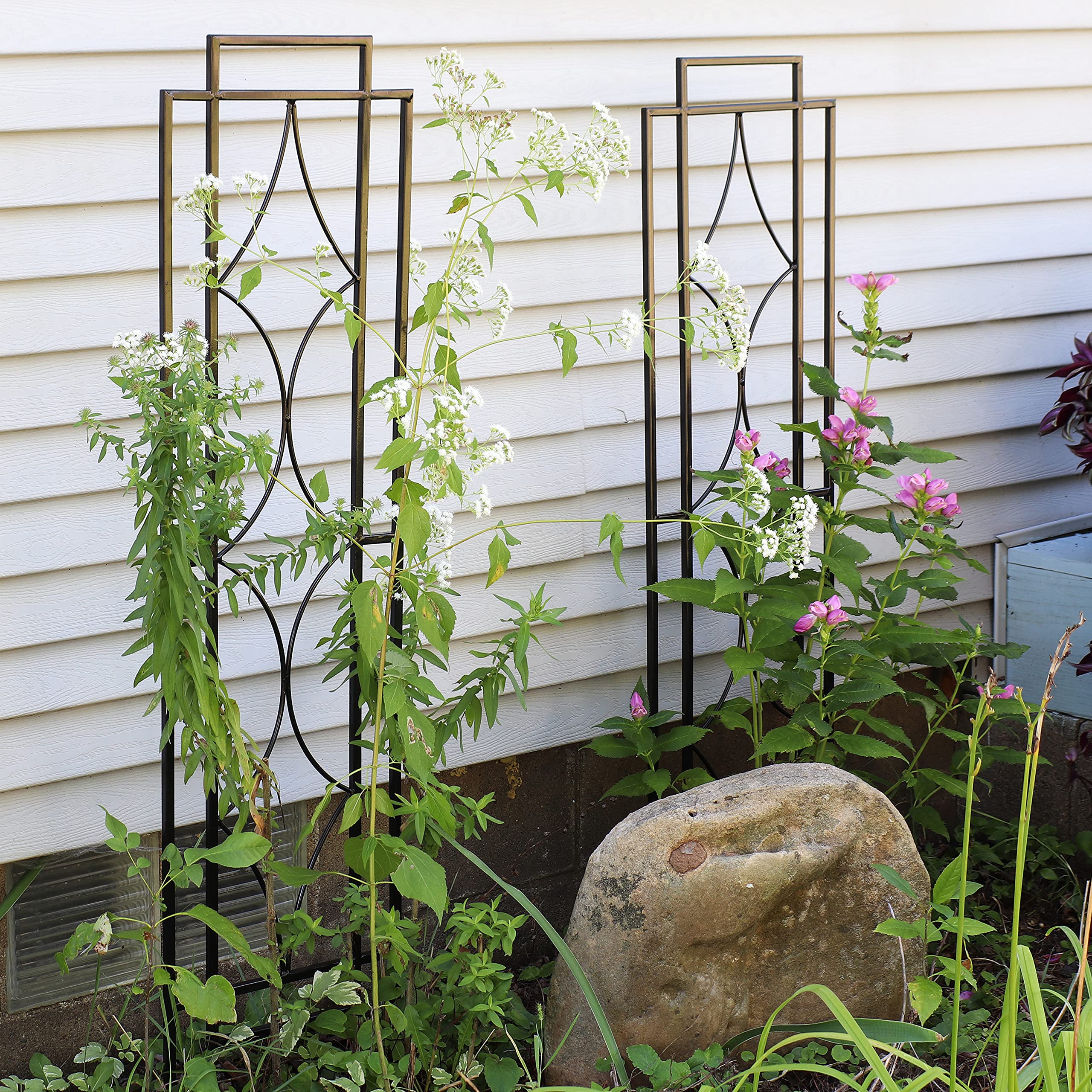 Sunnydaze trellis next to ruler for accurate 48 inch height size reference