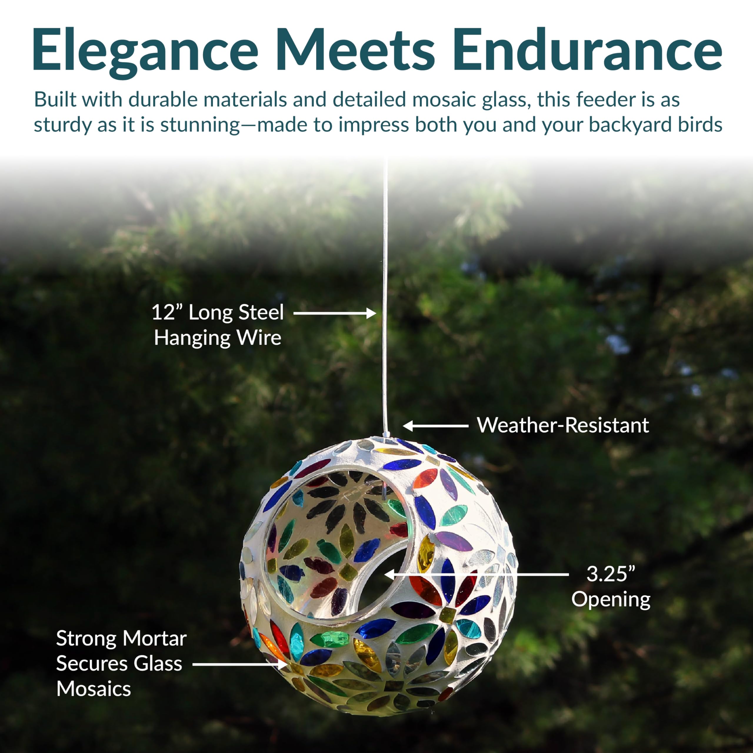 Sunnydaze side profile with included hanging wire, easy outdoor installation