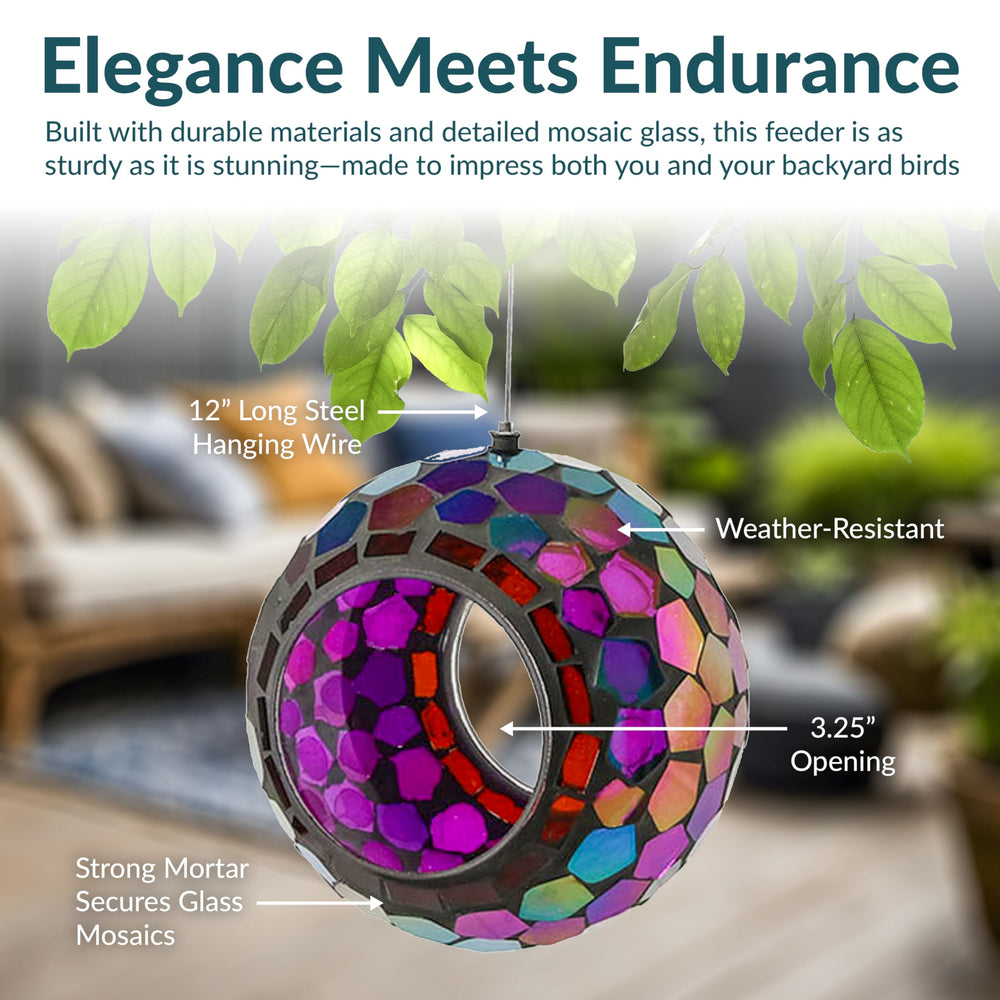 Sunnydaze side profile highlighting mosaic pattern and durable outdoor finish