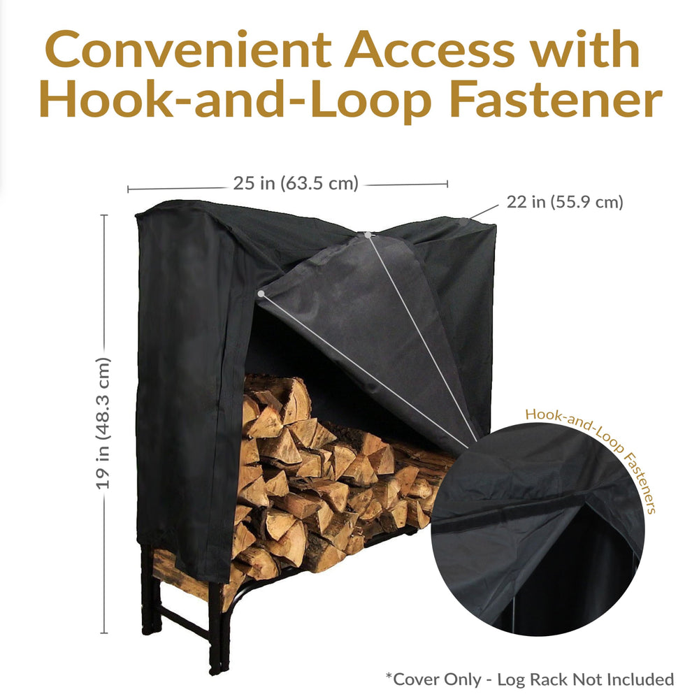 Sunnydaze side profile on log rack showing clean black low-profile look