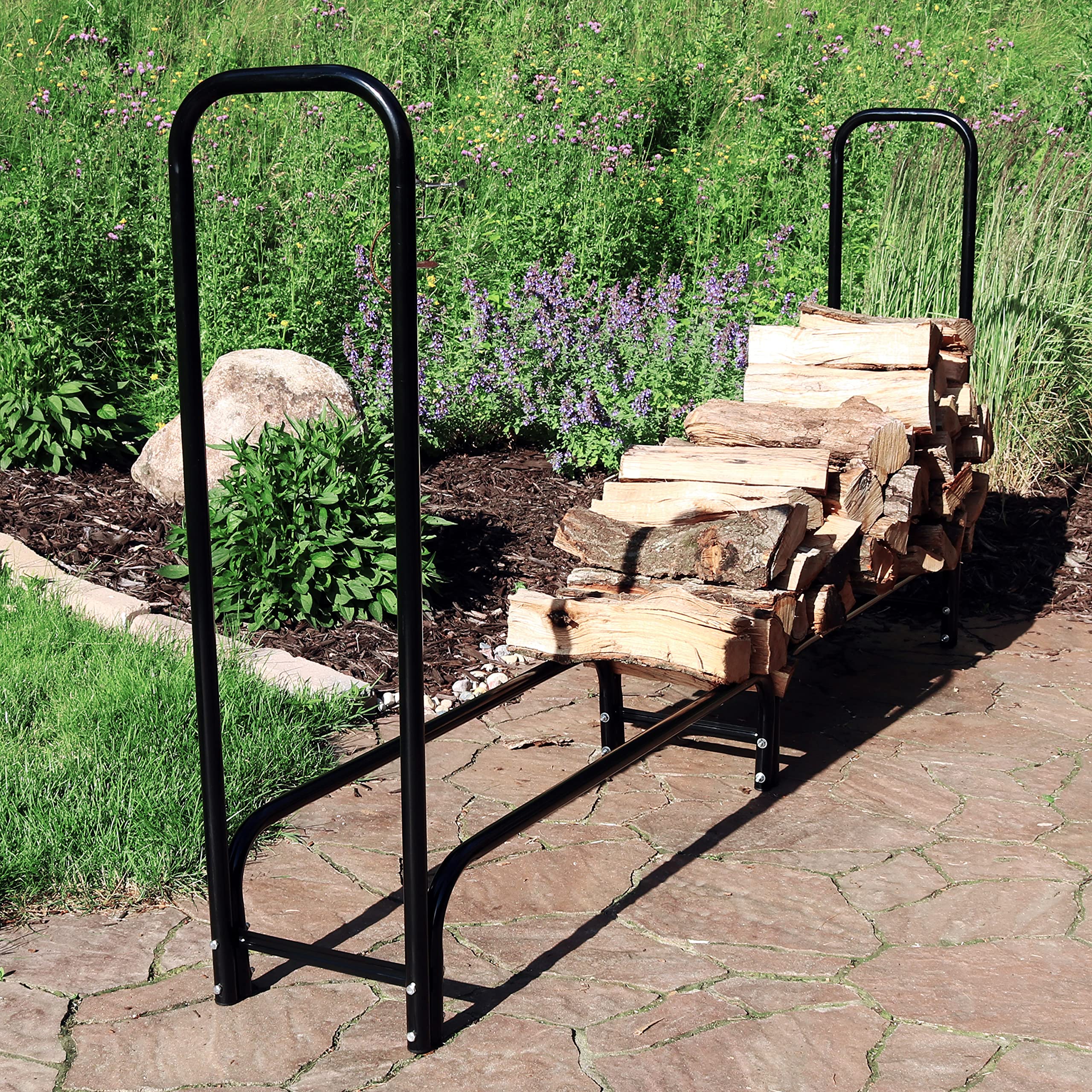 Sunnydaze Decor with person beside rack showing scale and easy reach benefits