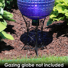 Sunnydaze stand holding gazing ball in garden showcasing focal-point display