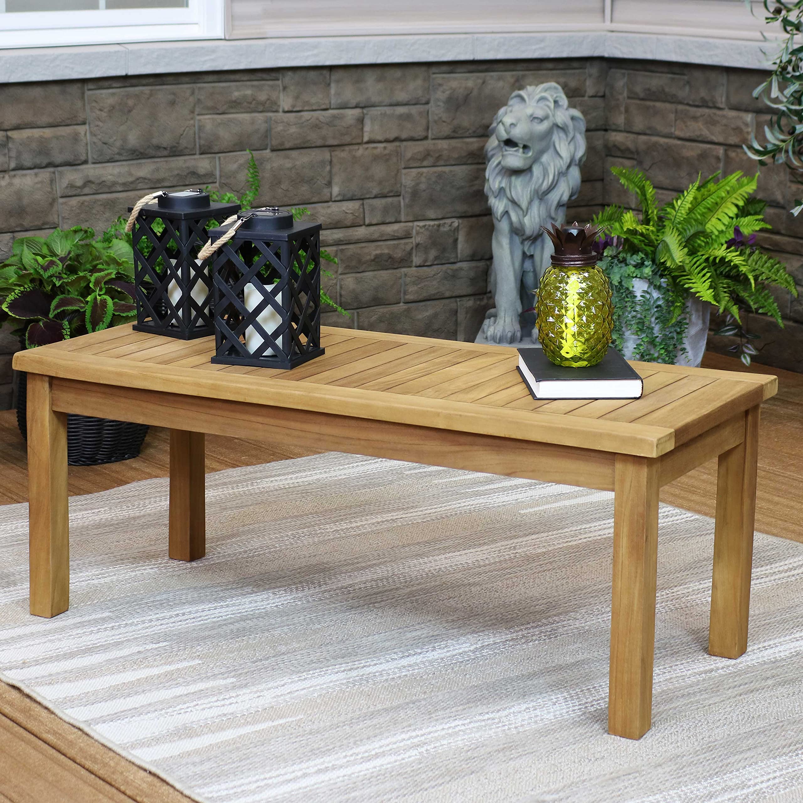 Sunnydaze Decor table supporting planters and trays illustrating 200 lb capacity