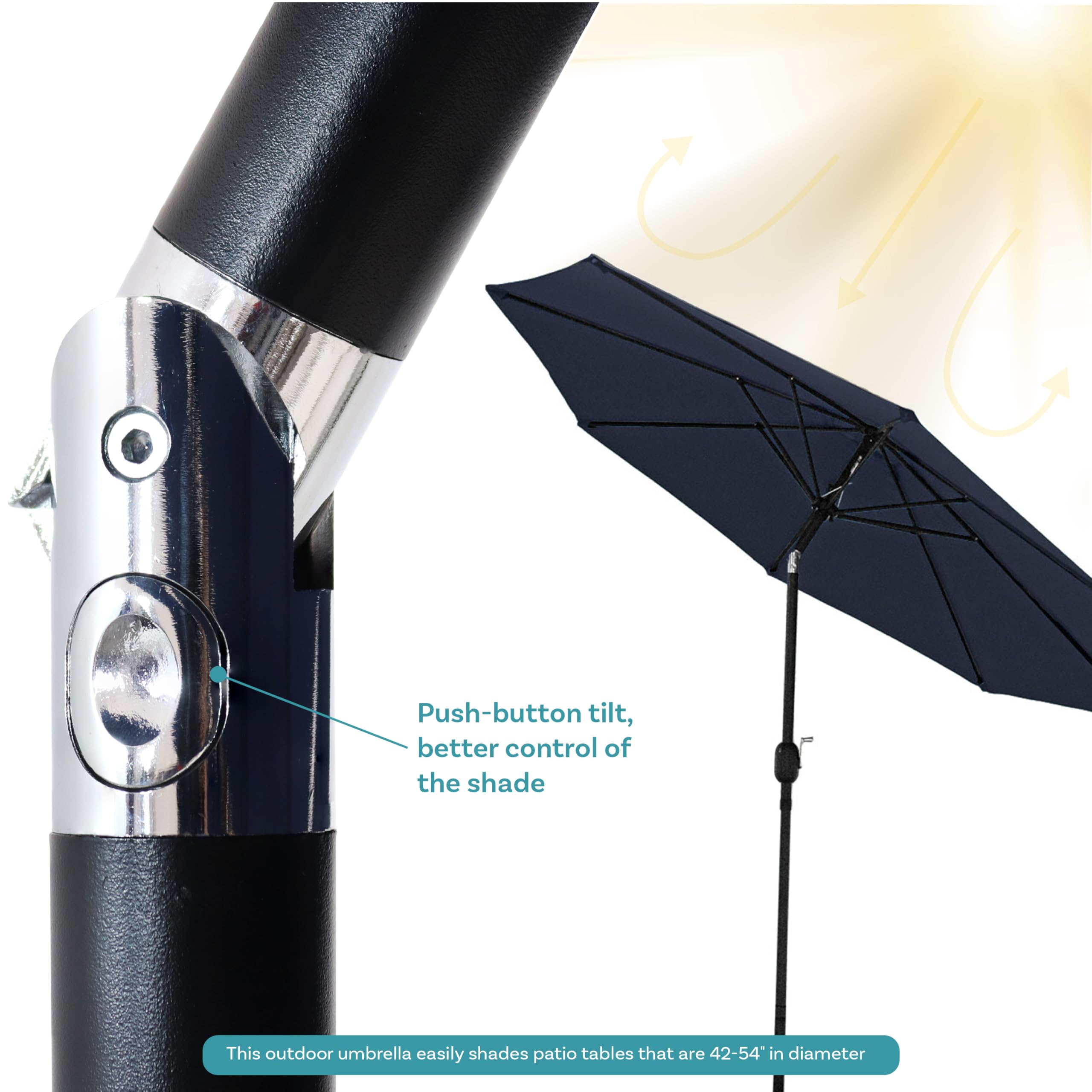 Sunnydaze umbrella crank detail for smooth opening and closing benefit