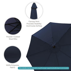 Sunnydaze umbrella fabric close-up displaying durable polyester and fade resistance