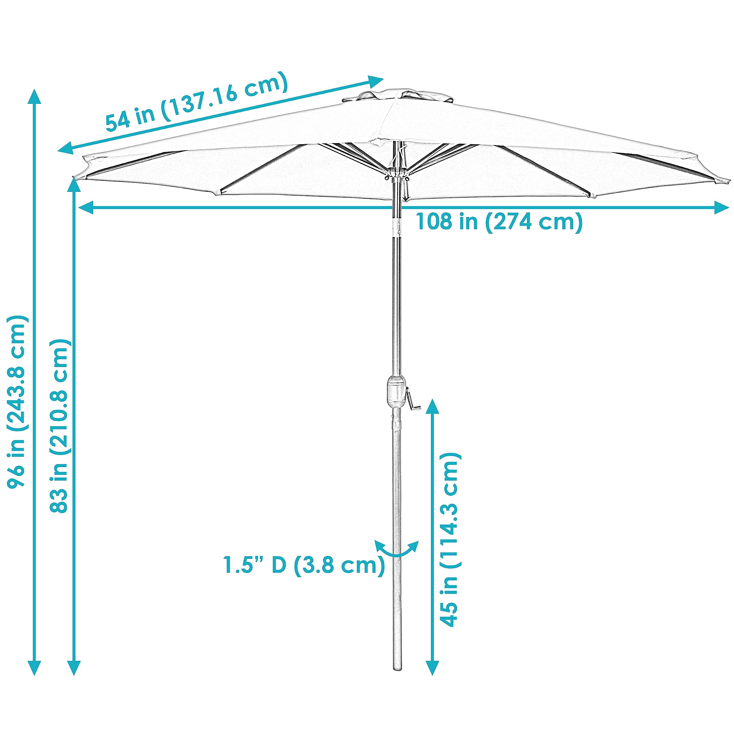 Sunnydaze umbrella steel ribs and pole connection offering added structural support