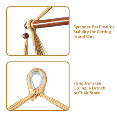 Sunnydaze wooden spreader bar detail showing stable open seat support