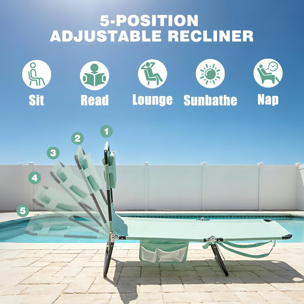 SUNNYFEEL canopy adjusted to shade head and reduce glare while tanning