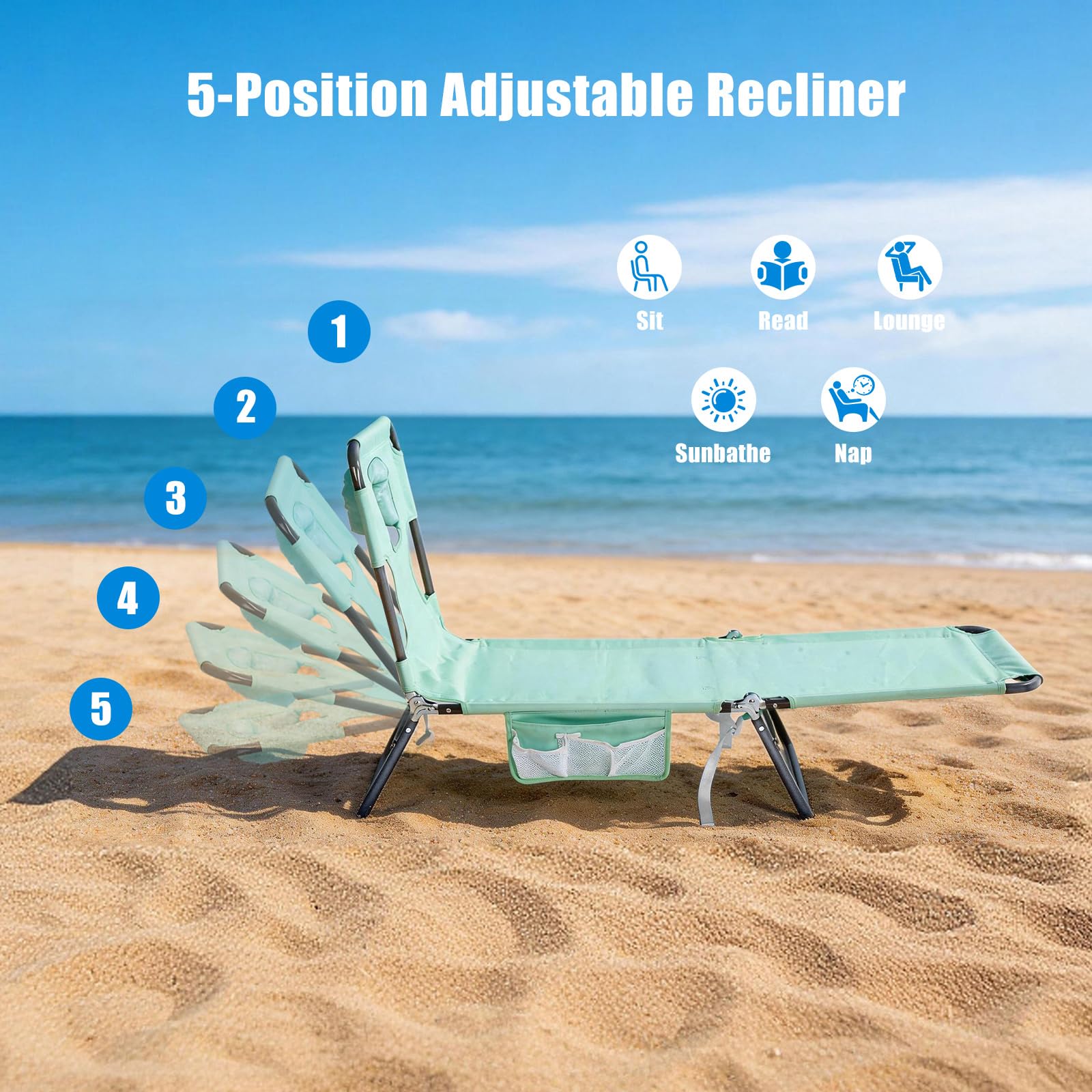 SUNNYFEEL folded lounger compact size for easy transport benefit