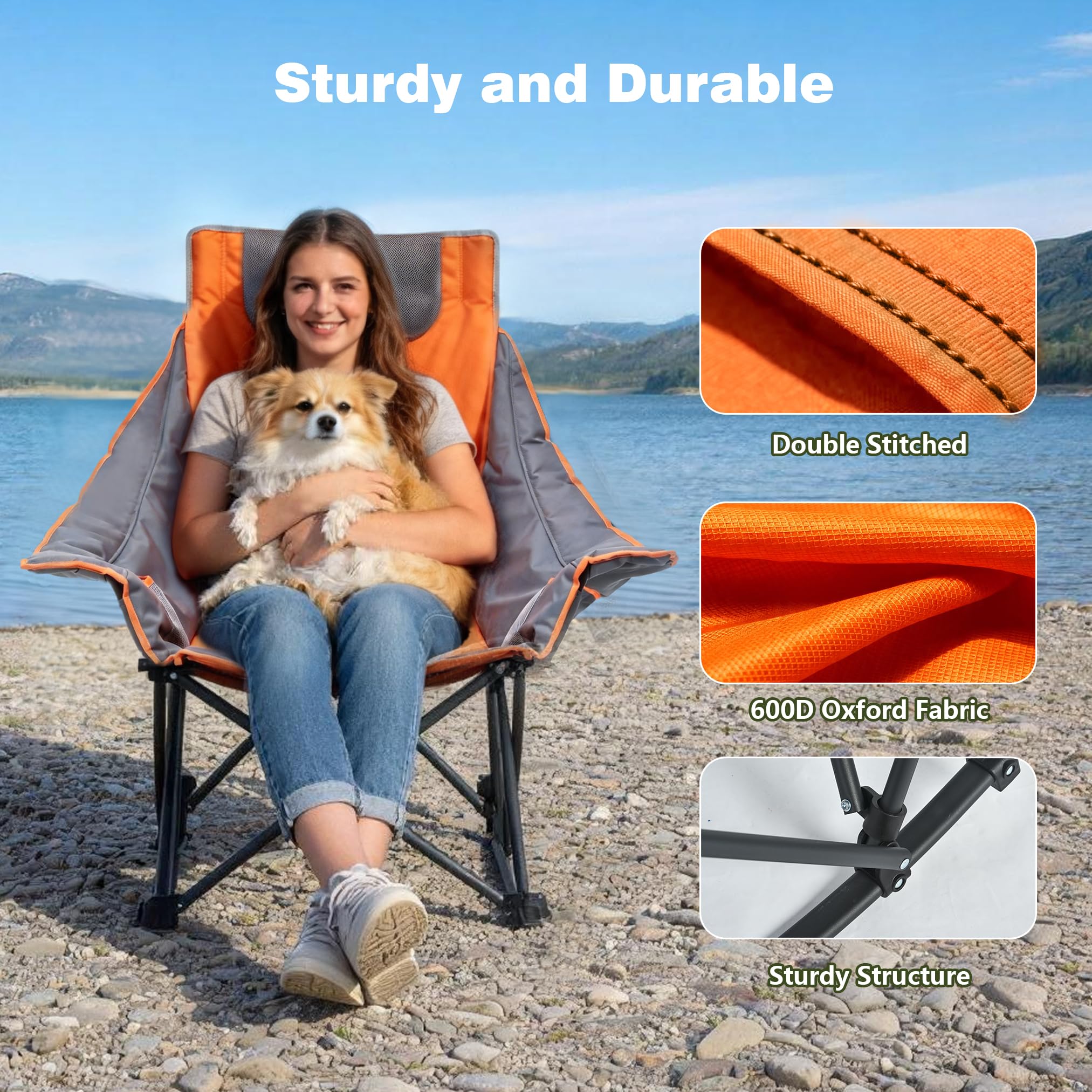 SUNNYFEEL chair folded with shoulder-strap carry bag highlighting compact portability for travel