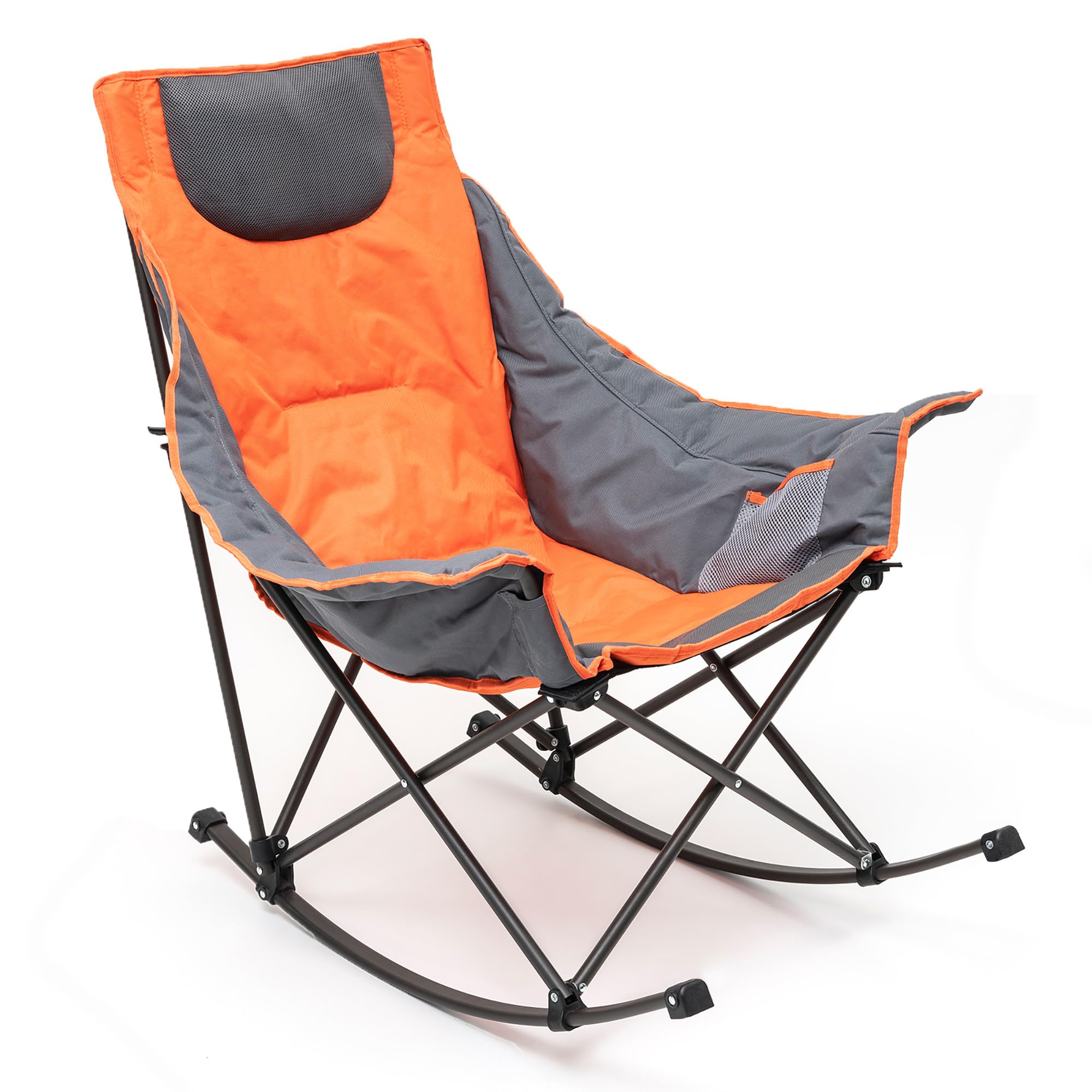SUNNYFEEL front view of orange oversized camping chair showing full padding and high back for comfort