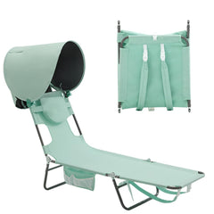 SUNNYFEEL front view lounger showing full flat position and canopy benefit