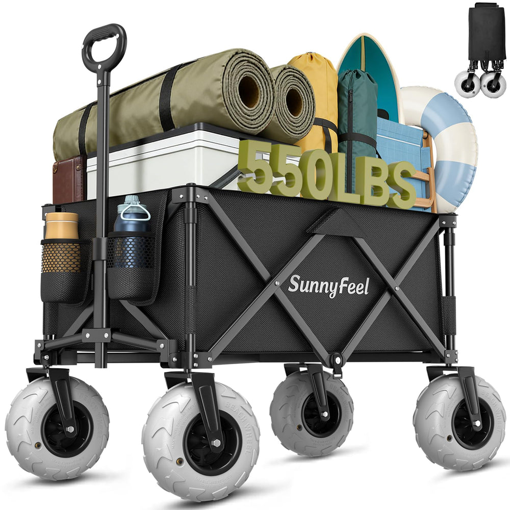 SUNNYFEEL front view of packed wagon showing capacity and stability