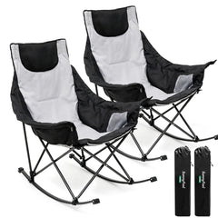 SUNNYFEEL front view of both grey chairs showing roomy seating and comfort