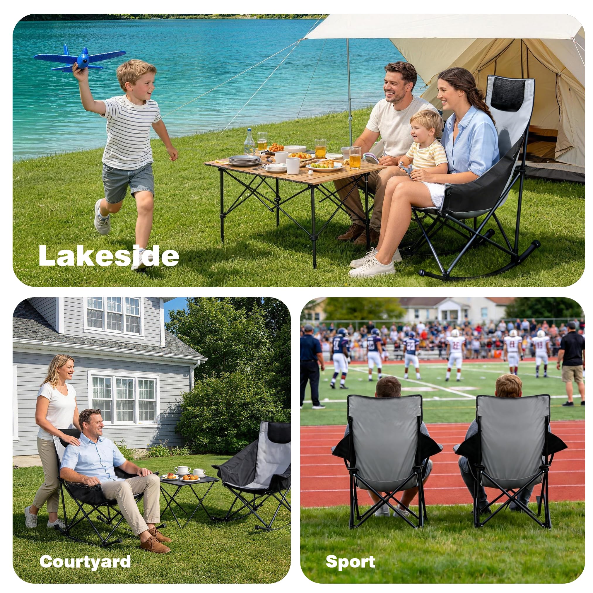 SUNNYFEEL chairs at campsite illustrating relaxed outdoor lounging benefits